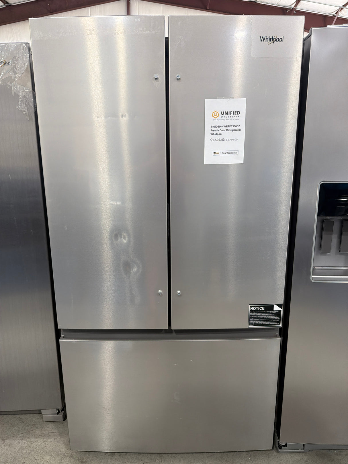 T10ID29 – WRFF3336SZ French Door Refrigerator – Whirlpool