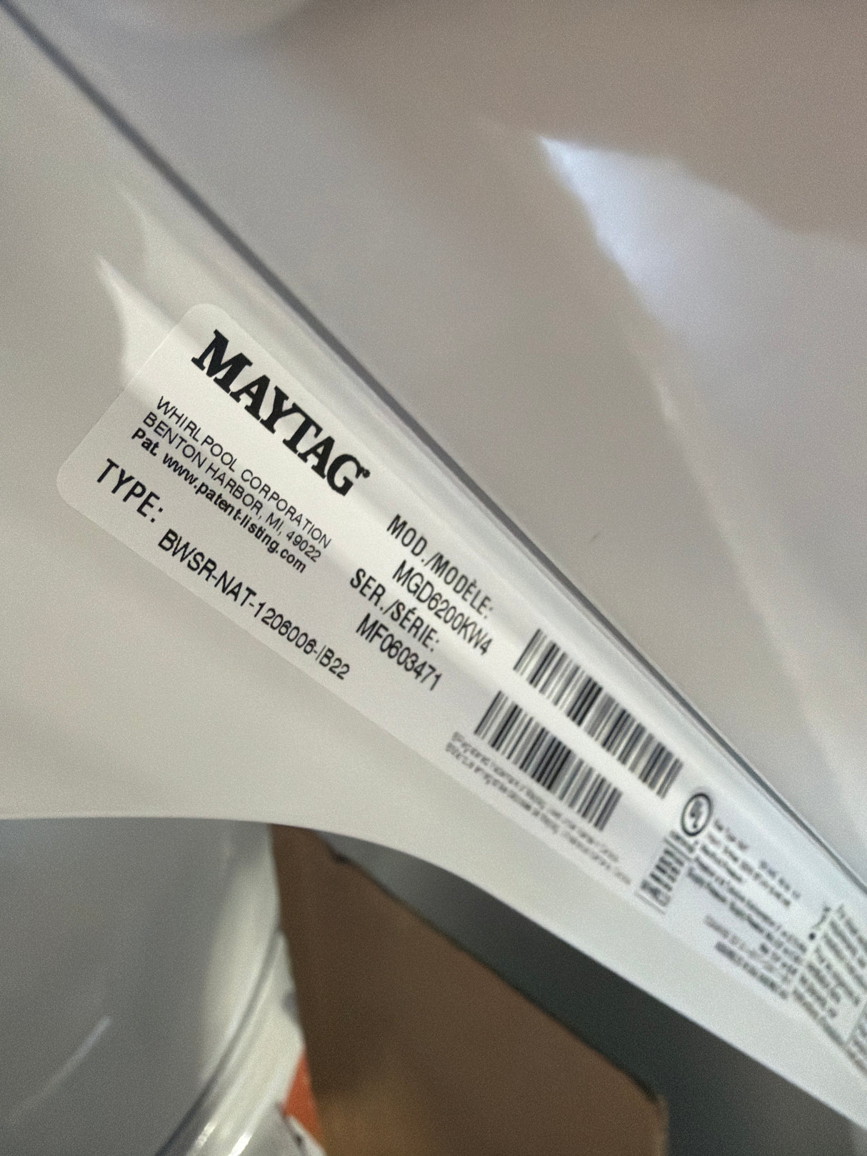T10ID23 – MGD6200KW 7.4 Cu. Ft. Gas Dryer – Maytag