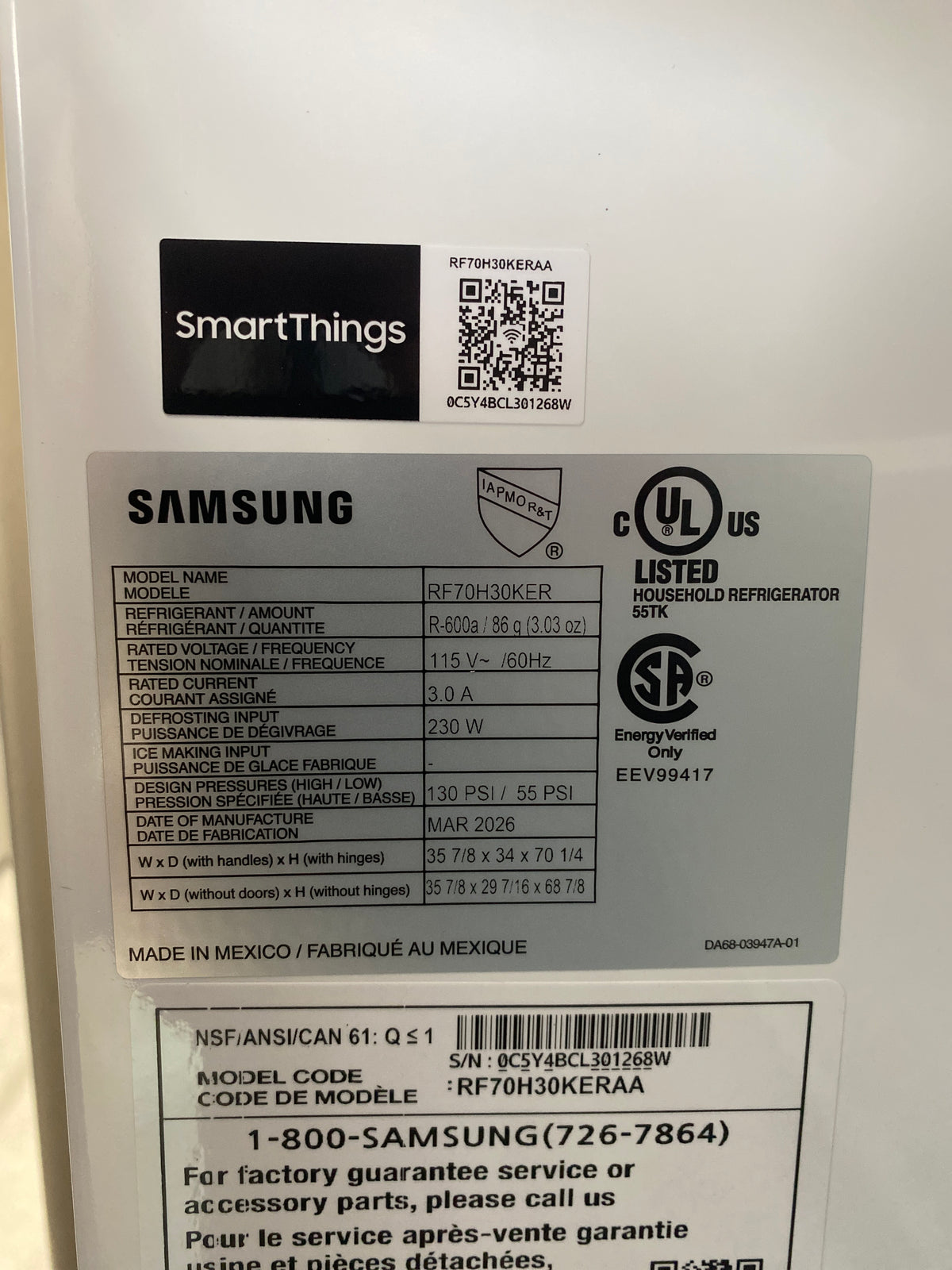 T13ID01 – RF70H30KERAA 29.5 Cu. Ft. French Door Refrigerator – Samsung