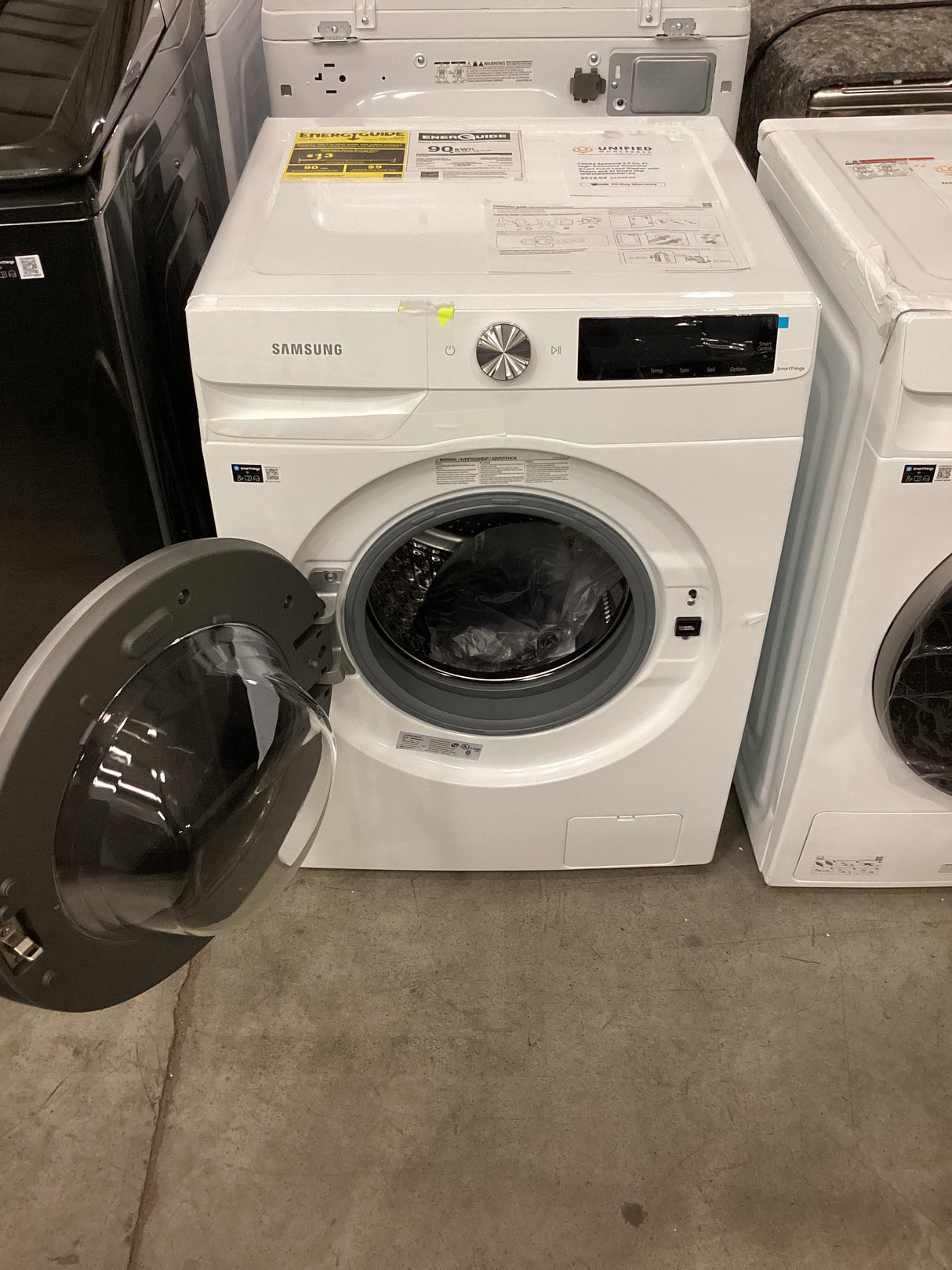 T1ID42 Samsung 2.5 Cu. Ft. High-Efficiency Stackable Smart Front Load Washer with Steam and AI Smart Dial WW25B6900AW/A2