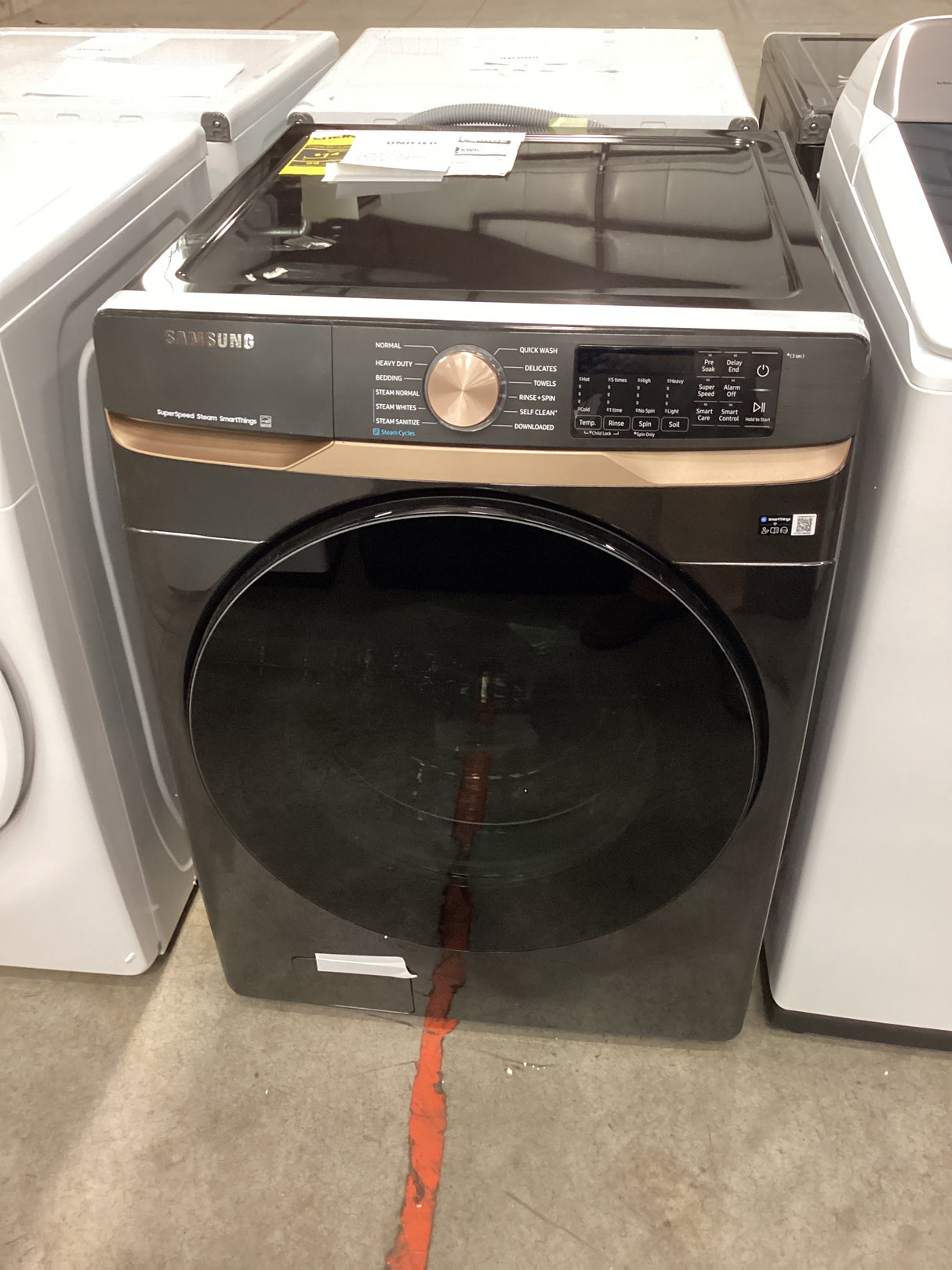 T1ID06 Samsung - 5.0 Cu. Ft. High-Efficiency Stackable Smart Front Load Washer WF50BG8300AVUS