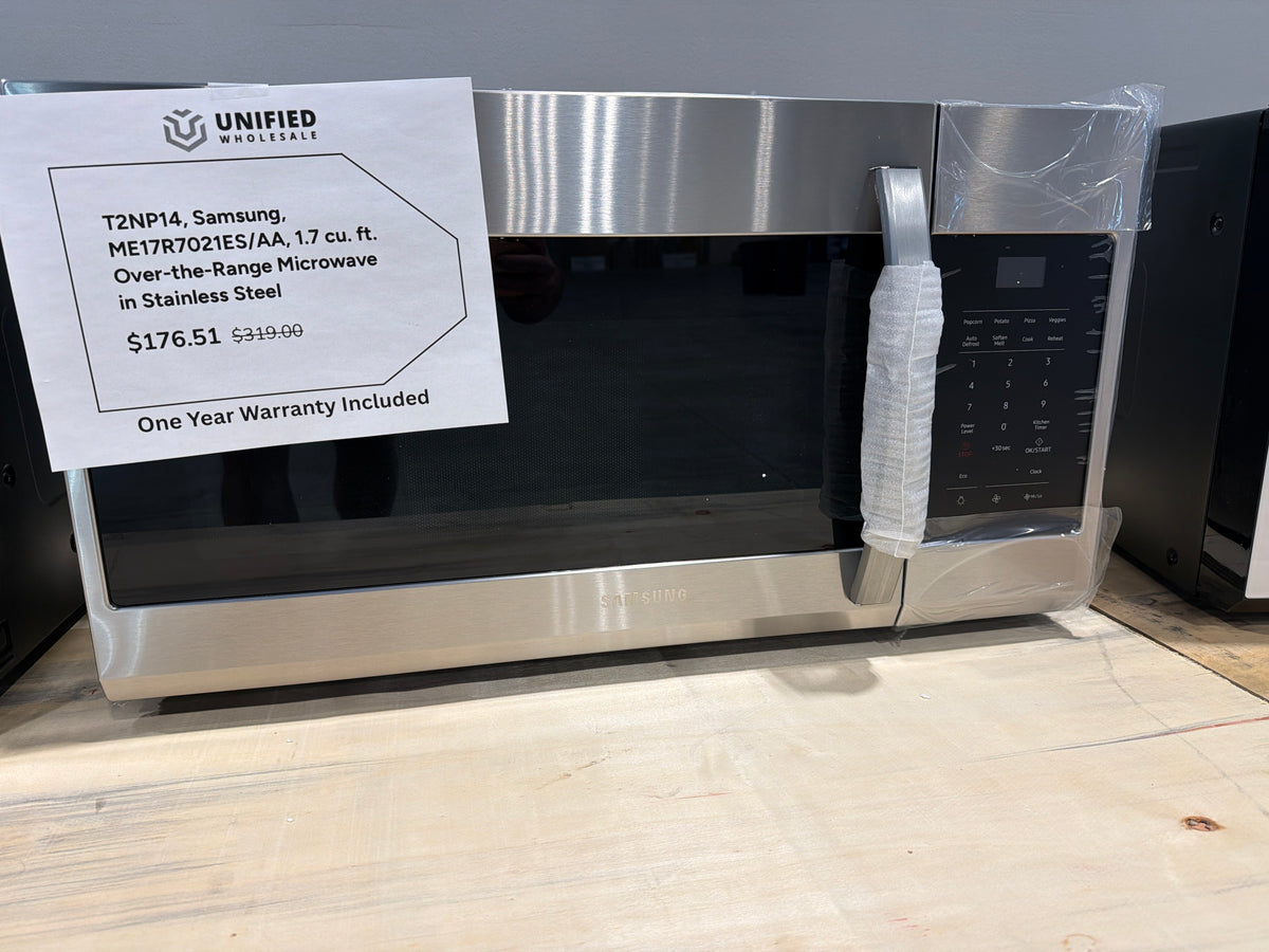 Samsung 1.7 cu ft Over-the-Range Microwave Stainless Steel ME17R7021ES/AA – T2NP14
