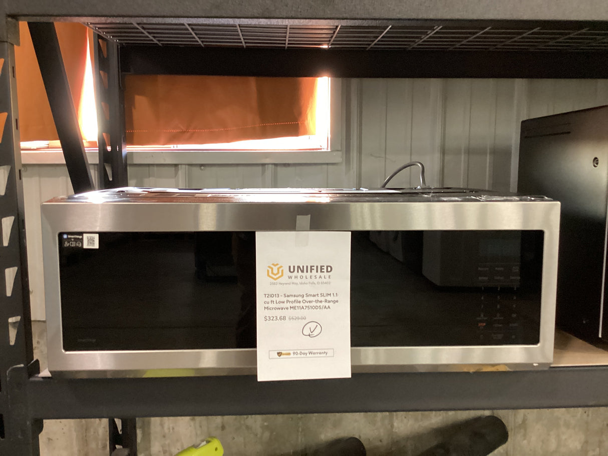 T2ID13 - Samsung Smart SLIM 1.1-cu ft Low Profile Over-the-Range Microwave ME11A7510DS/AA