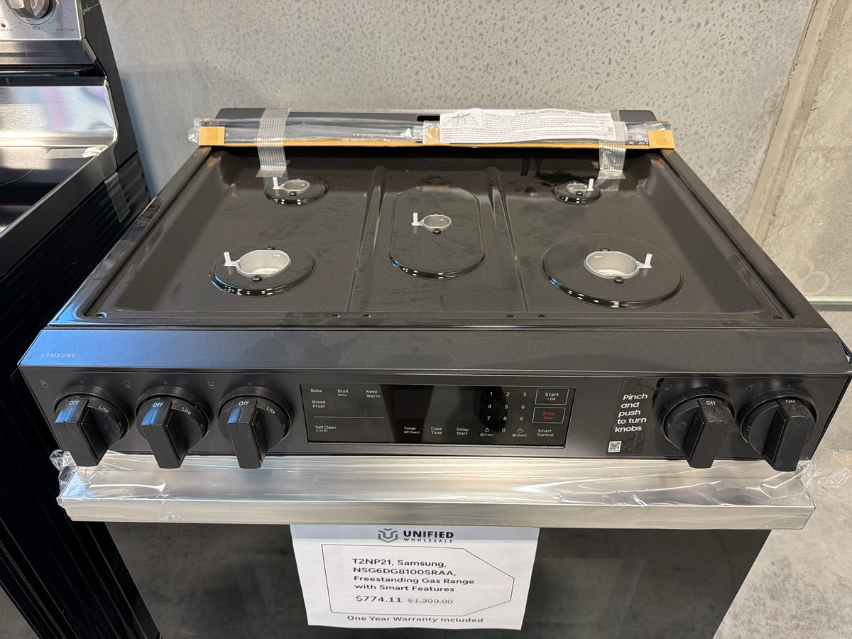 Samsung 6.0 cu ft Smart Freestanding Gas Range NSG6DG8100SRAA – T2NP21