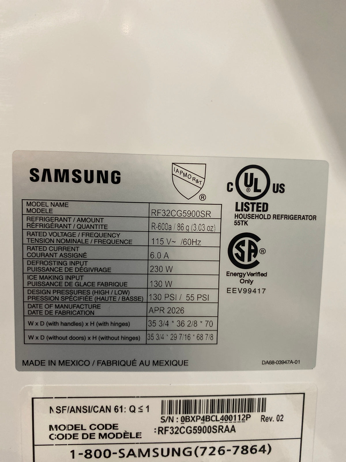 T13ID15 – RF32CG5900SRAA 32 Cu. Ft. 4-Door French Door Refrigerator – Samsung