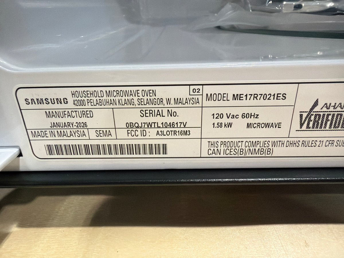 Samsung 1.7 cu ft Over-the-Range Microwave Stainless Steel ME17R7021ES/AA – T2NP14