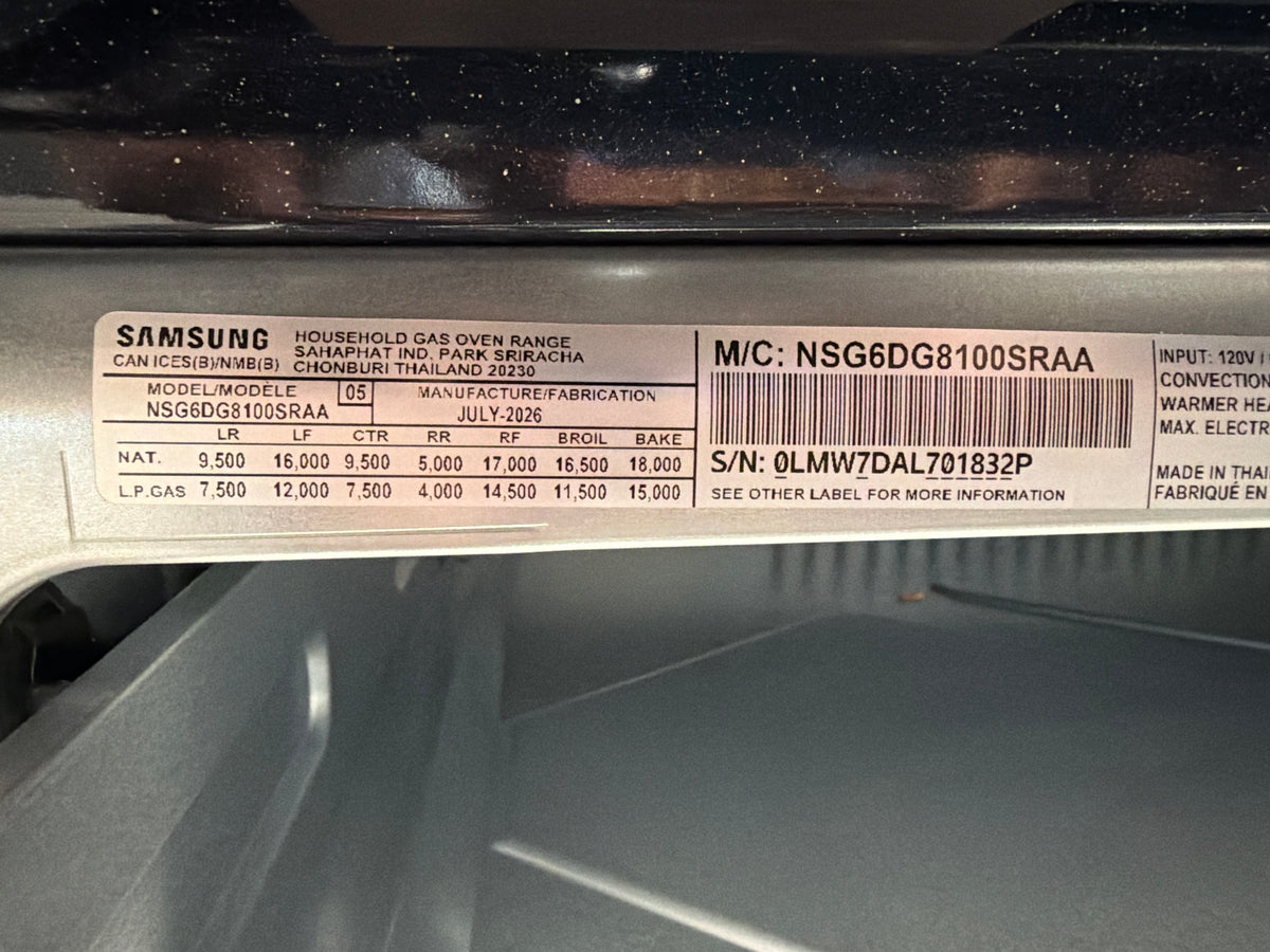 Samsung 6.0 cu ft Smart Freestanding Gas Range NSG6DG8100SRAA – T2NP22