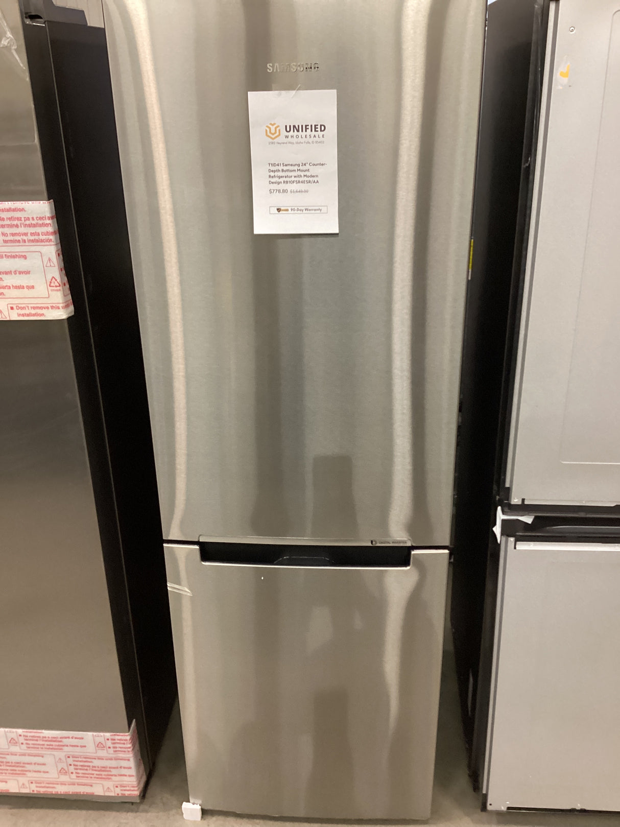 T1ID41 Samsung 24" Counter-Depth Bottom Mount Refrigerator with Modern Design RB10FSR4ESR/AA