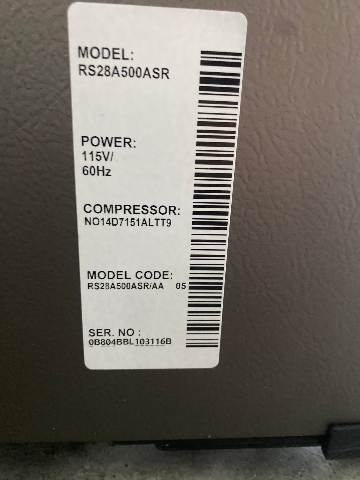 T11ID34 Samsung 28 cu ft Smart Side-by-Side Refrigerator RS28A500ASR