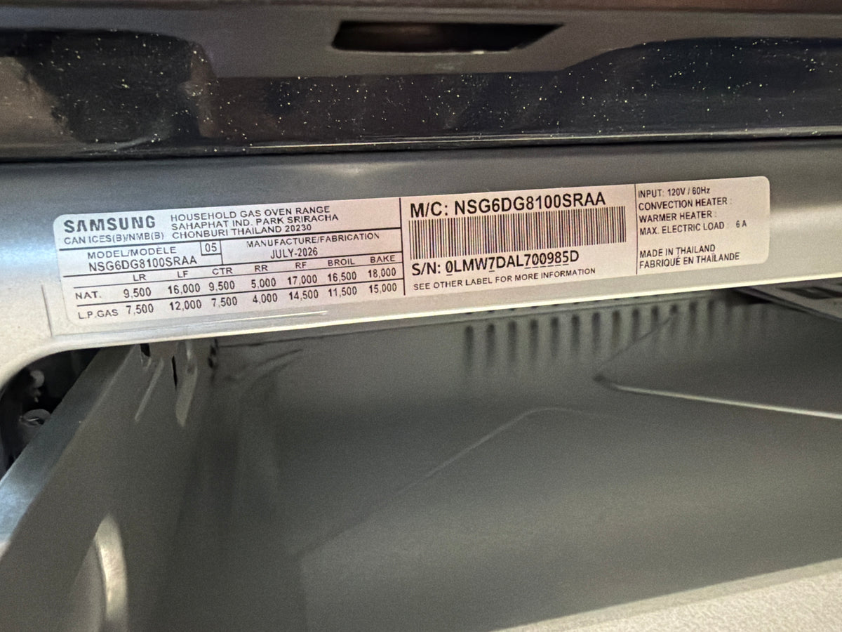 Samsung 6.0 cu ft Smart Freestanding Gas Range NSG6DG8100SRAA – T2NP21
