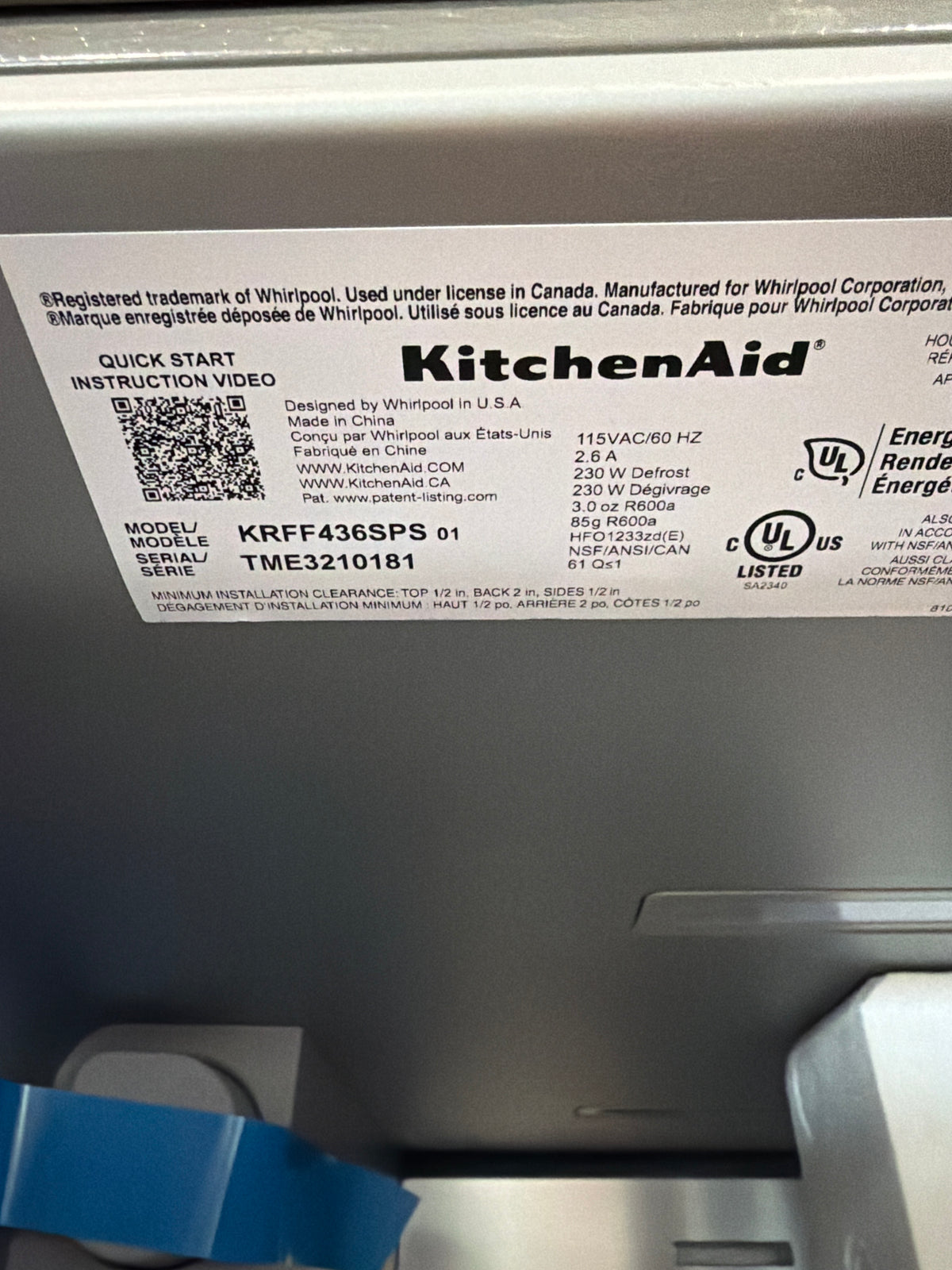KitchenAid 30 cu ft French Door Refrigerator KRFF436SPS - scratch and dent, Nampa ID (photo 7)