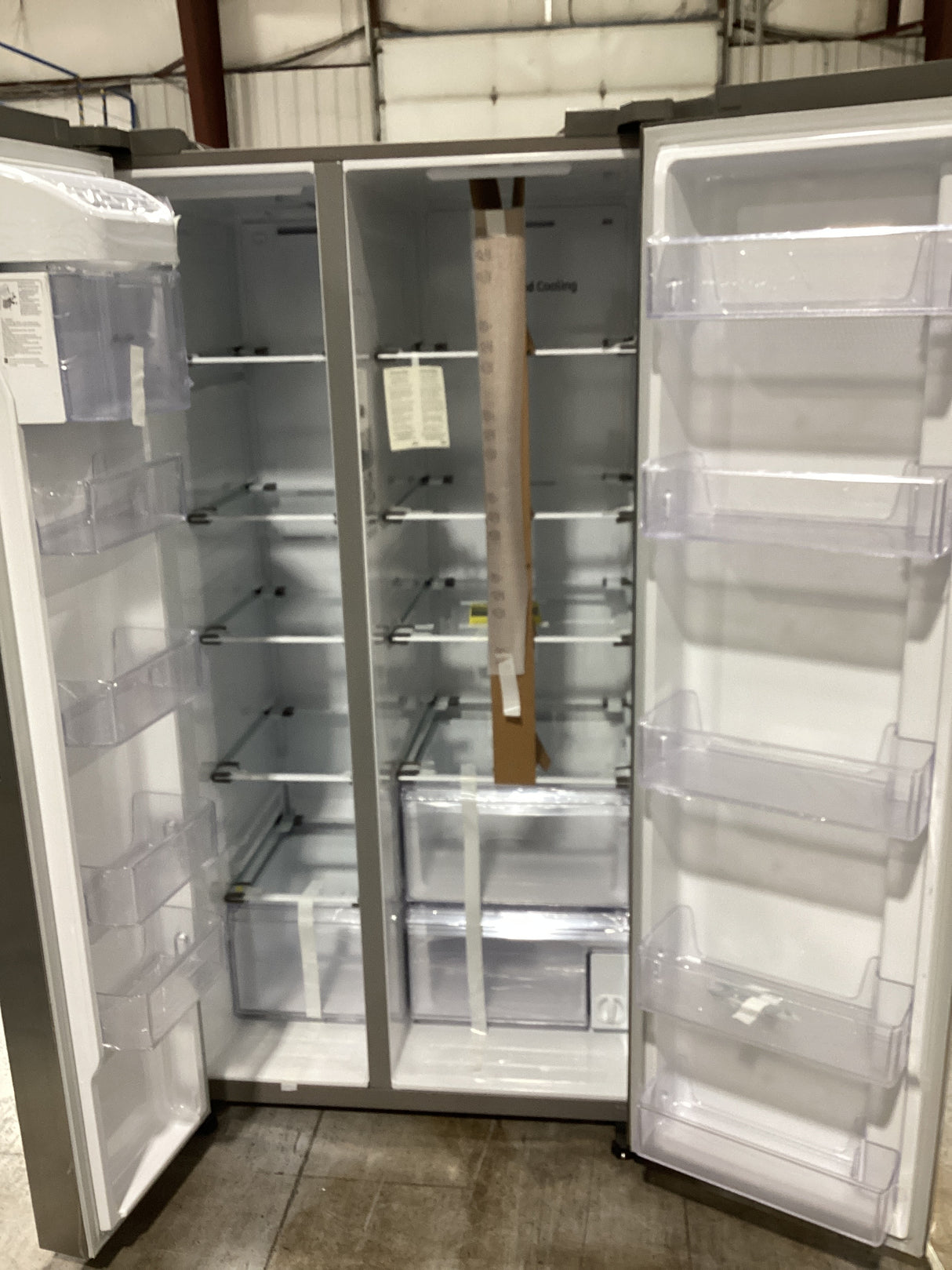 T2ID32 - 36 Inch Freestanding Side by Side Smart Refrigerator with 28 Cu. Ft. Total Capacity, Modern Design, All-Around Cooling, Fingerprint Resistant Finish, In-Door Ice Maker RS28A500ASR/AA