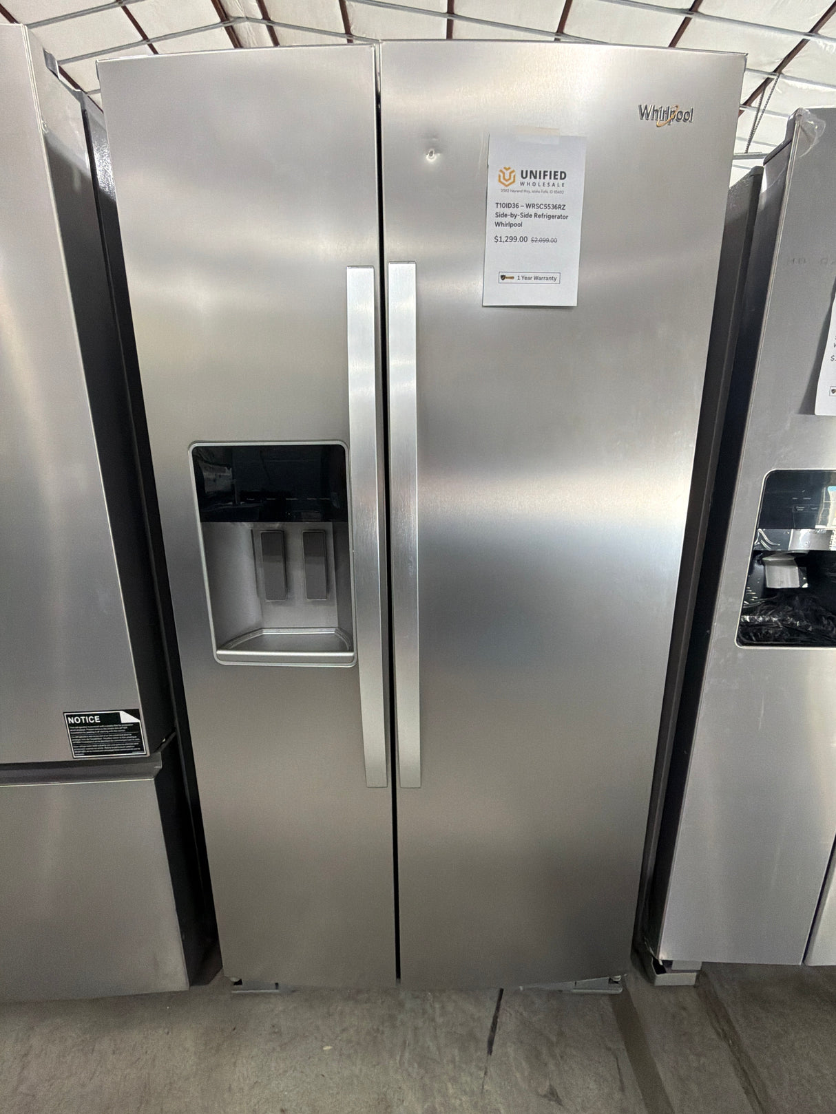 T10ID36 – WRSC5536RZ Side-by-Side Refrigerator – Whirlpool