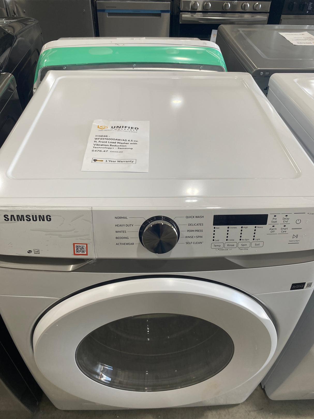 T11ID46 Samsung 4.5 cu ft Front Load Washer WF45T6000AW –
