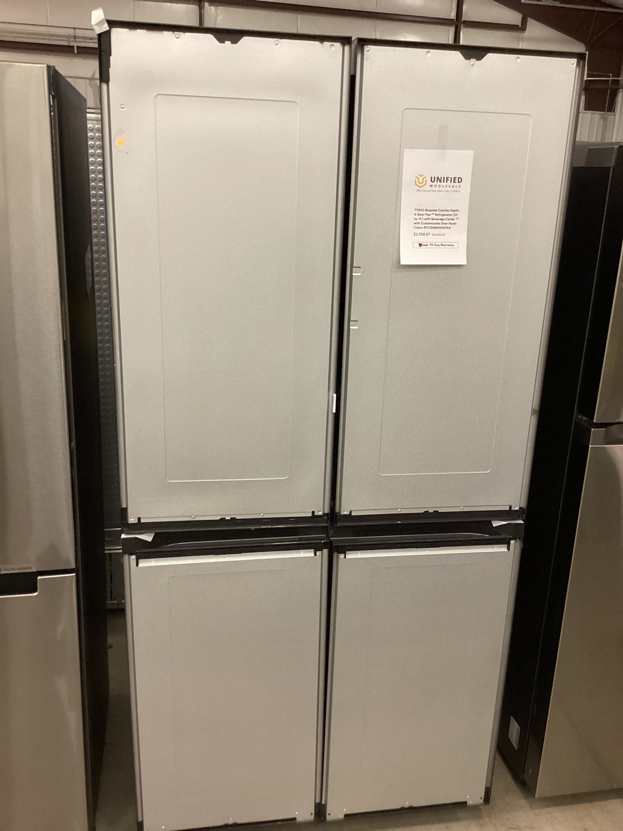 T1ID43 Bespoke Counter Depth 4-Door Flex™ Refrigerator (23 cu. ft.) with Beverage Center ™ with Customizable Door Panel Colors RF23DB9600APAA