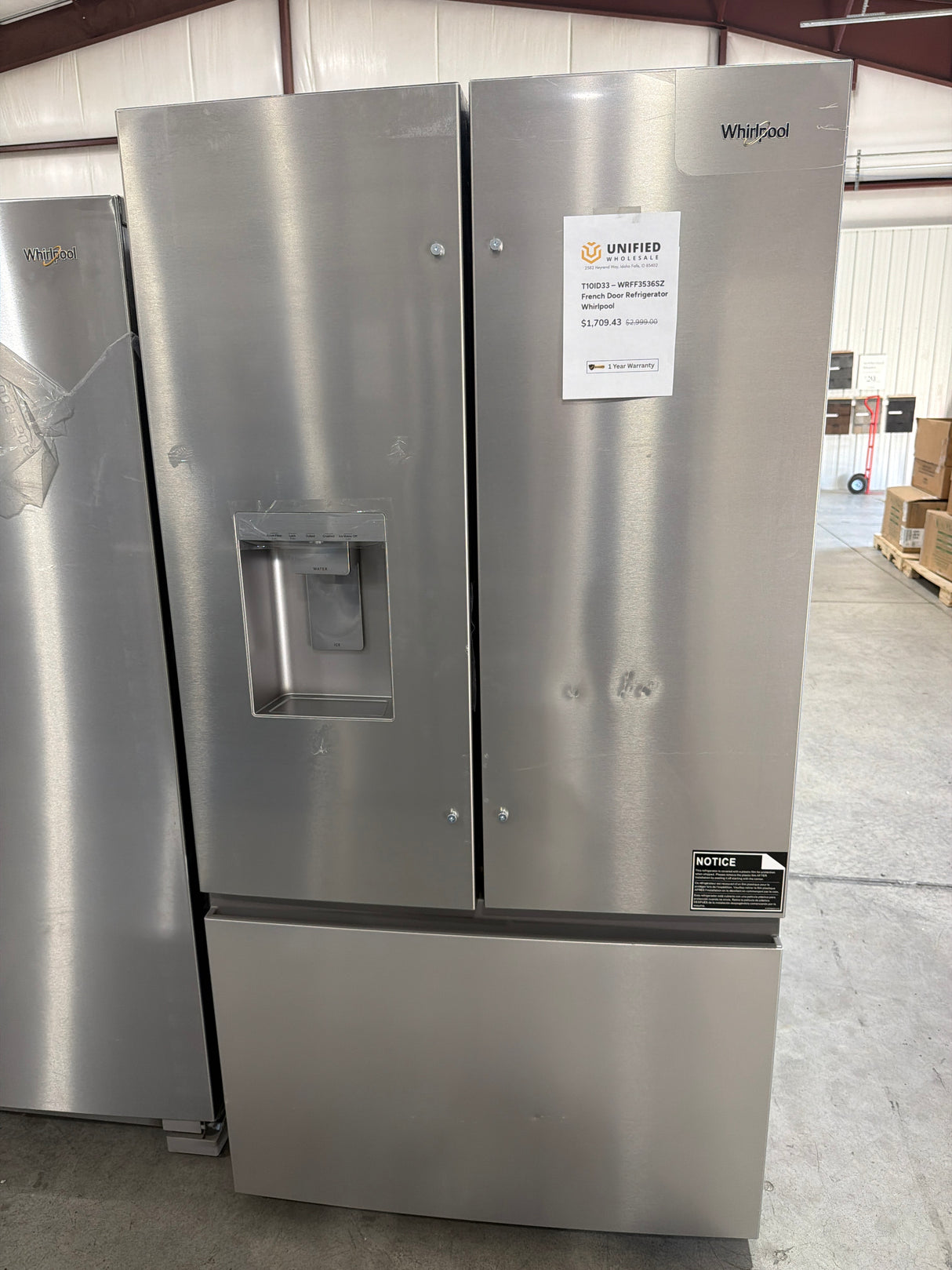 T10ID33 – WRFF3536SZ French Door Refrigerator – Whirlpool