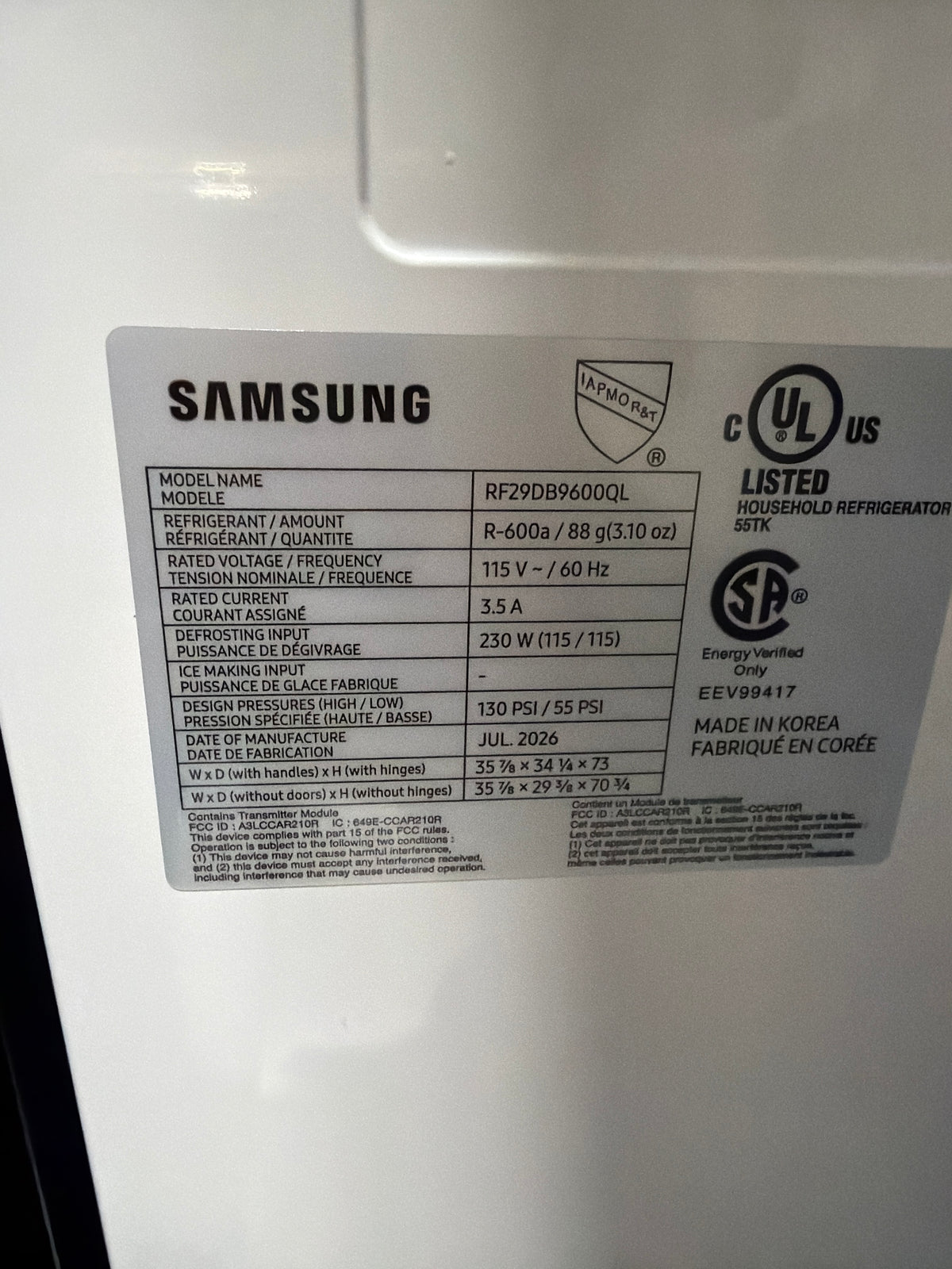 T13ID05 – RF29DB9600QLAA 29 Cu. Ft. 4-Door Flex French Door Refrigerator – Samsung