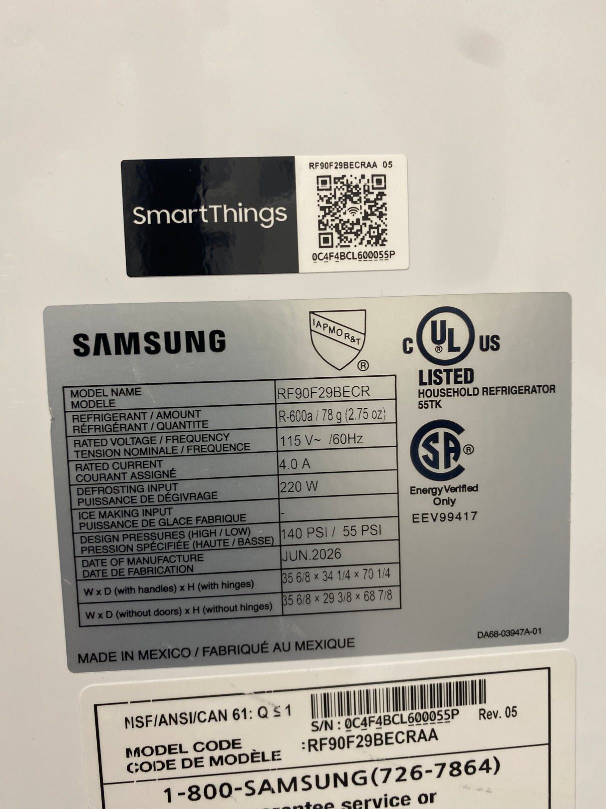 T12ID11 - Samsung RF90F29BECRAA 29 cu. ft. 4-Door French Door Refrigerator
