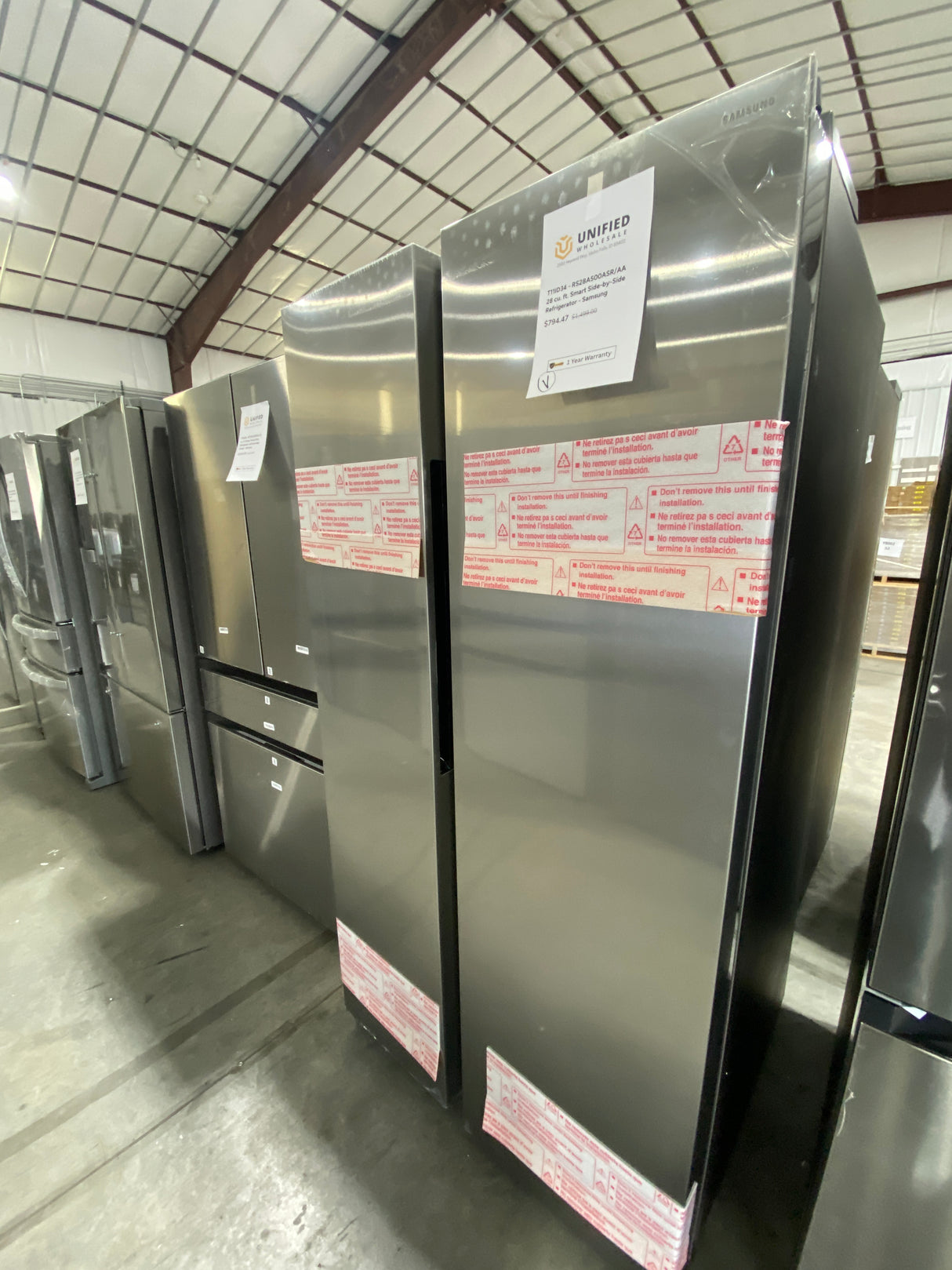 T11ID34 Samsung 28 cu ft Smart Side-by-Side Refrigerator RS28A500ASR