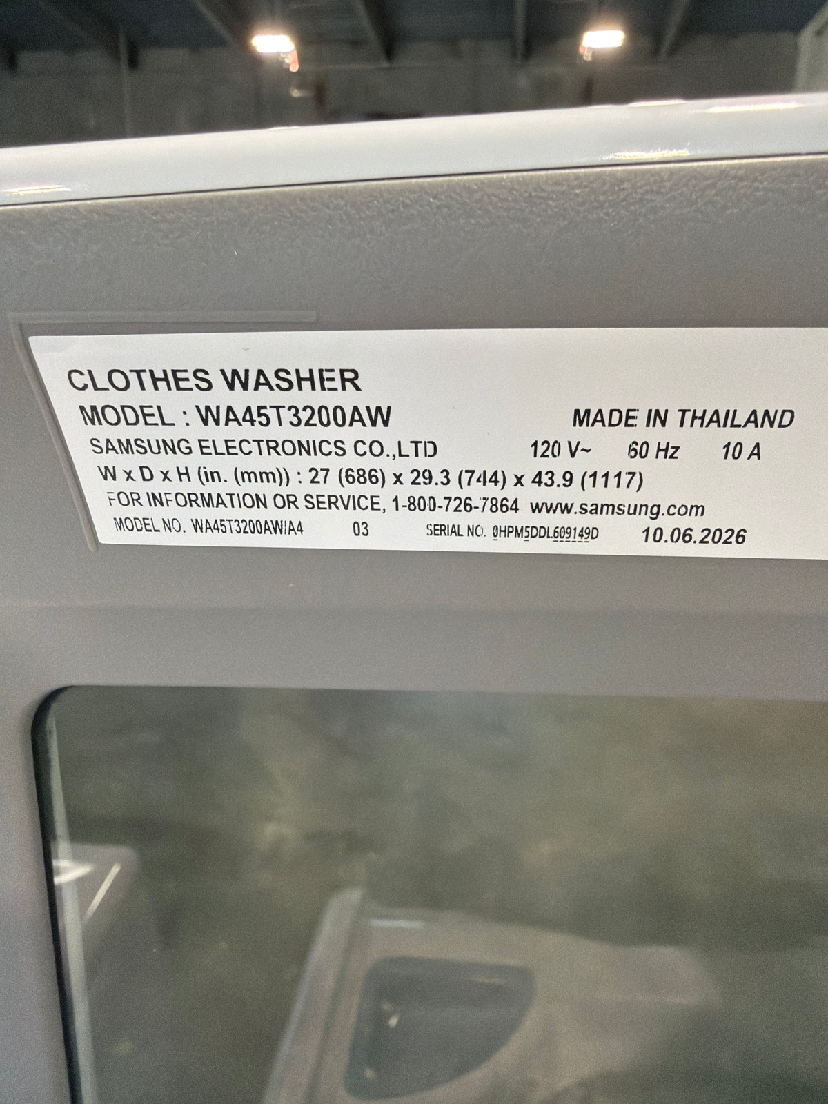 Samsung 4.5 cu ft Top Load Washer WA45T3200AW/A4 – T2NP41