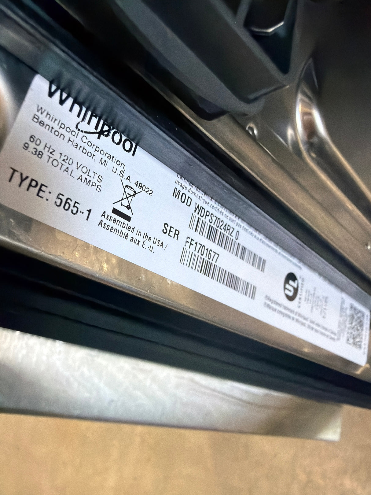 T10ID07 – WDPS7024RZ Top Control Dishwasher – Whirlpool