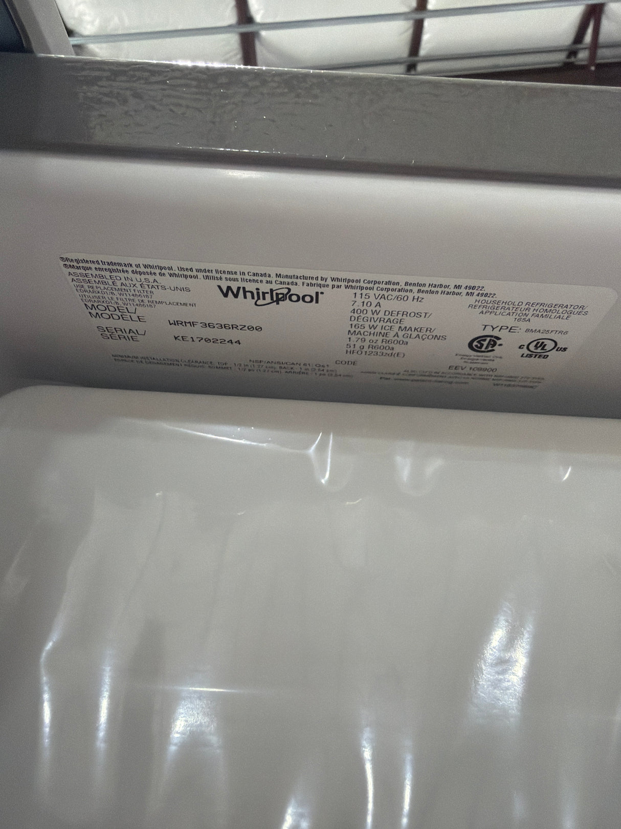 T10ID28 – WRMF3636RZ French Door Refrigerator – Whirlpool