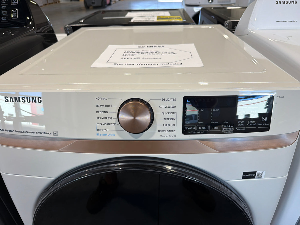 Samsung 7.5 cu ft Smart Electric Dryer with Steam DVE50BG8300EA3 – T2NP08