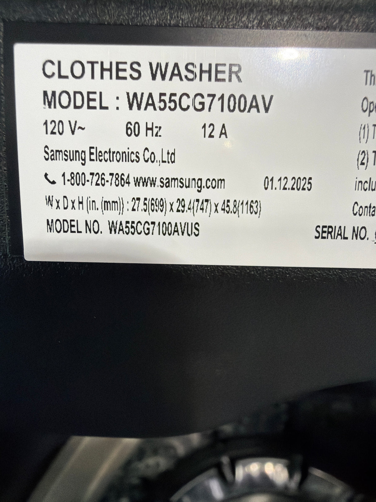 T8ID38 - Samsung WA55CG7100AVUS Smart Top Load Washer