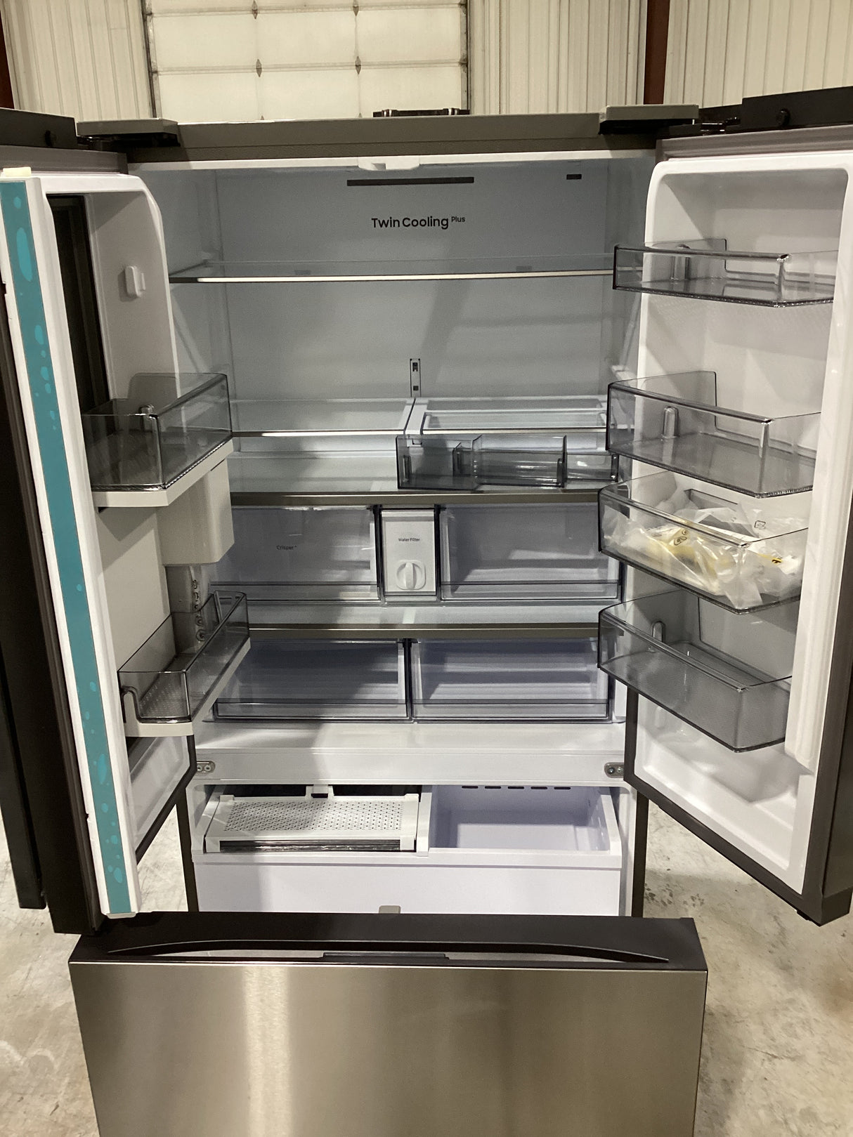 T2ID24 -Bespoke 24 cu. ft. Counter Depth 3-Door French Door Smart Refrigerator in Stainless Steel with Beverage Center RF24BB6600QLAA