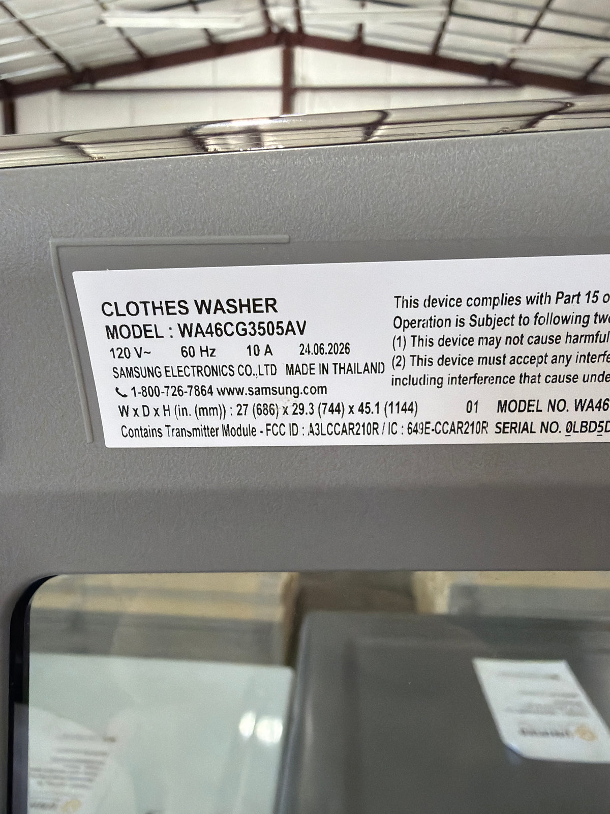 T13ID35 – WA46CG3505AVA4 5.3 Cu. Ft. Smart Top Load Washer – Samsung