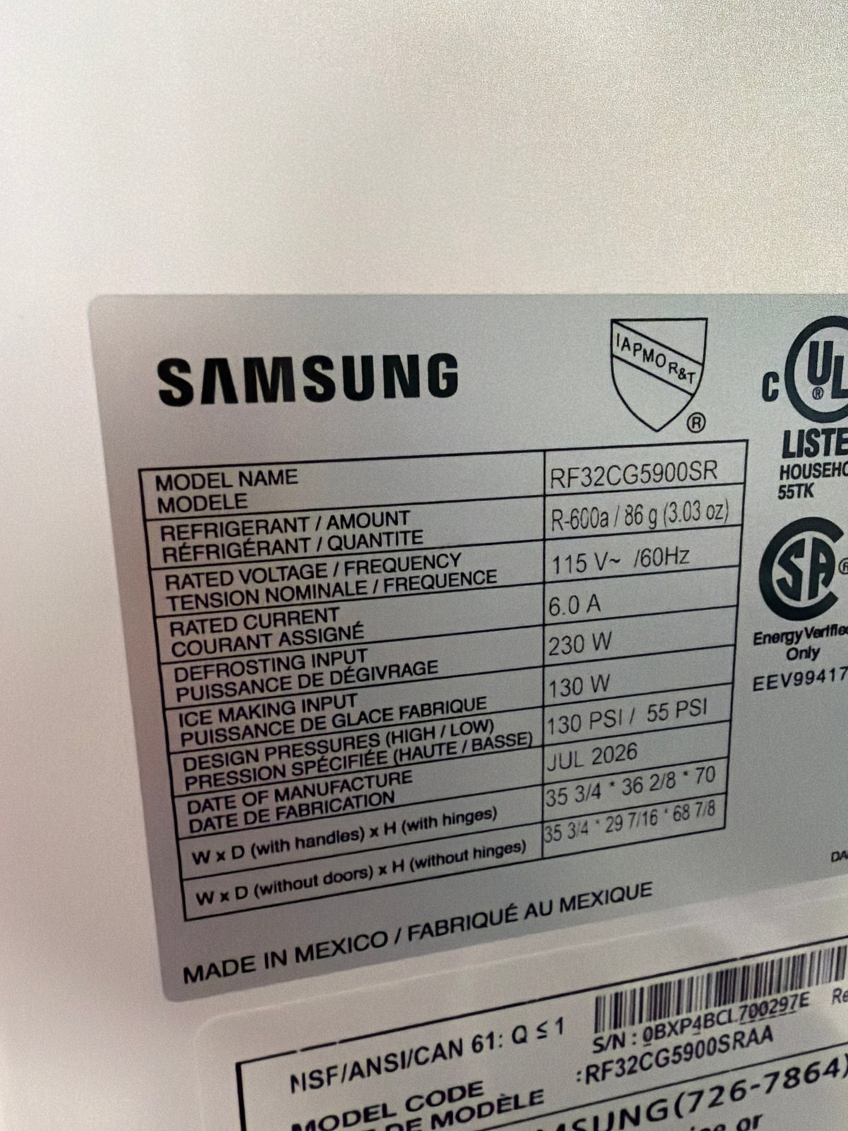 T13ID16 – RF32CG5900SRAA 32 Cu. Ft. 4-Door French Door Refrigerator – Samsung
