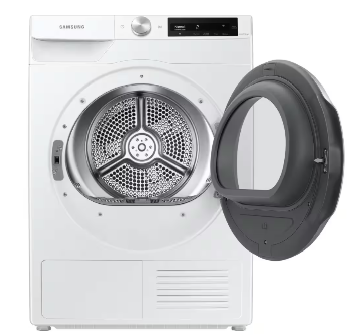 DV25B6900HW/A2 SAMSUNG Stackable 4.0 cu. ft. Smart Dial Heat Pump Dryer with Sensor Dry in White T3ID03