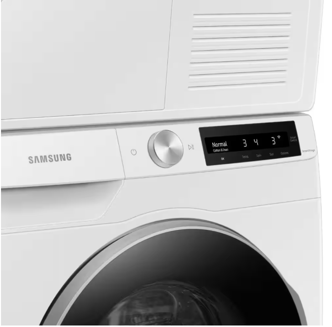 DV25B6900HW/A2 SAMSUNG Stackable 4.0 cu. ft. Smart Dial Heat Pump Dryer with Sensor Dry in White T3ID03
