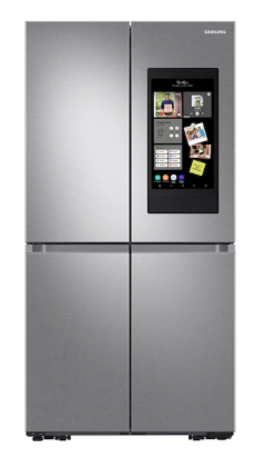 T1ID30 23 cu. ft. Smart Counter Depth 4-Door Flex™ refrigerator with Family Hub™ and Beverage Center in Stainless Steel RF23A9771SR/AA