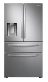 T2ID30 -Standard-Depth with FlexZone Drawer 28-cu ft 4 -Door 36-in Wide Smart Compatible French Door Refrigerator with Ice Maker with Water and Ice Dispenser RF28R7201SR/AA