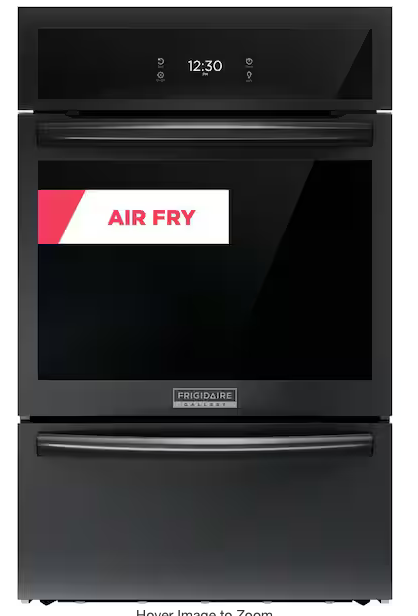 T5ID38 Frigidaire - 24 in. Single Gas Wall Oven with Air Fry Self-Cleaning - Black GCWG2438AB