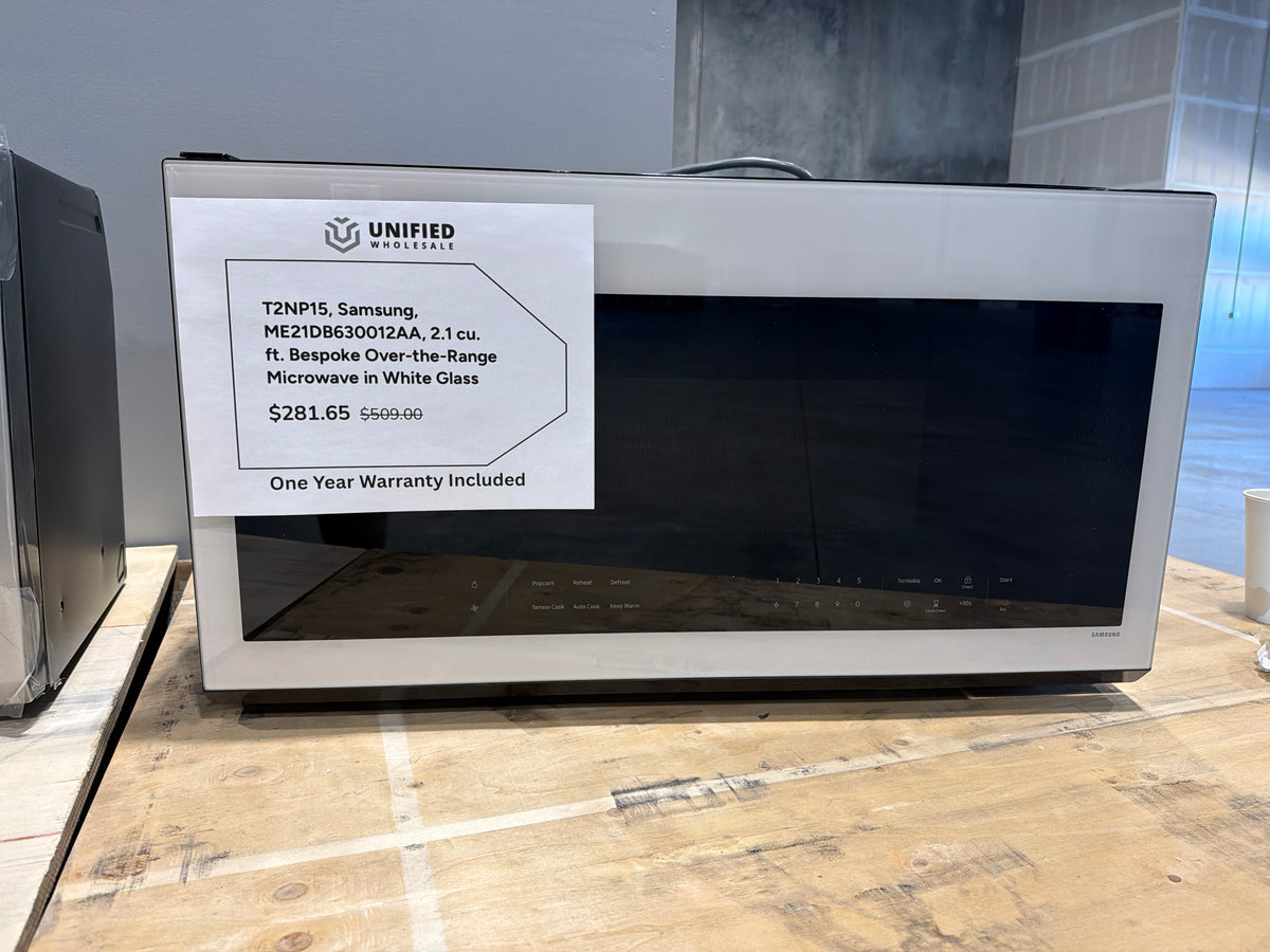 Samsung 2.1 cu ft Bespoke Over-the-Range Microwave White Glass ME21DB630012AA – T2NP15