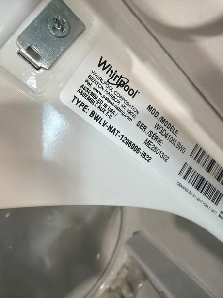 Whirlpool 7.0 cu ft Long Vent Gas Dryer WGD4105LSW - scratch and dent, Nampa ID (photo 4)