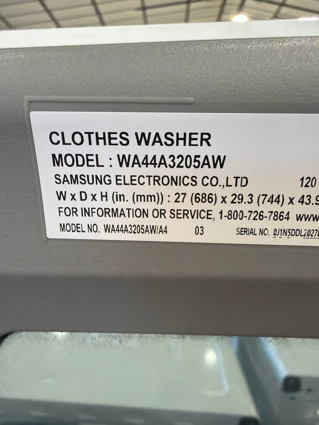 T8ID34 - Samsung WA44A3205AW/A4 Top Load Washer