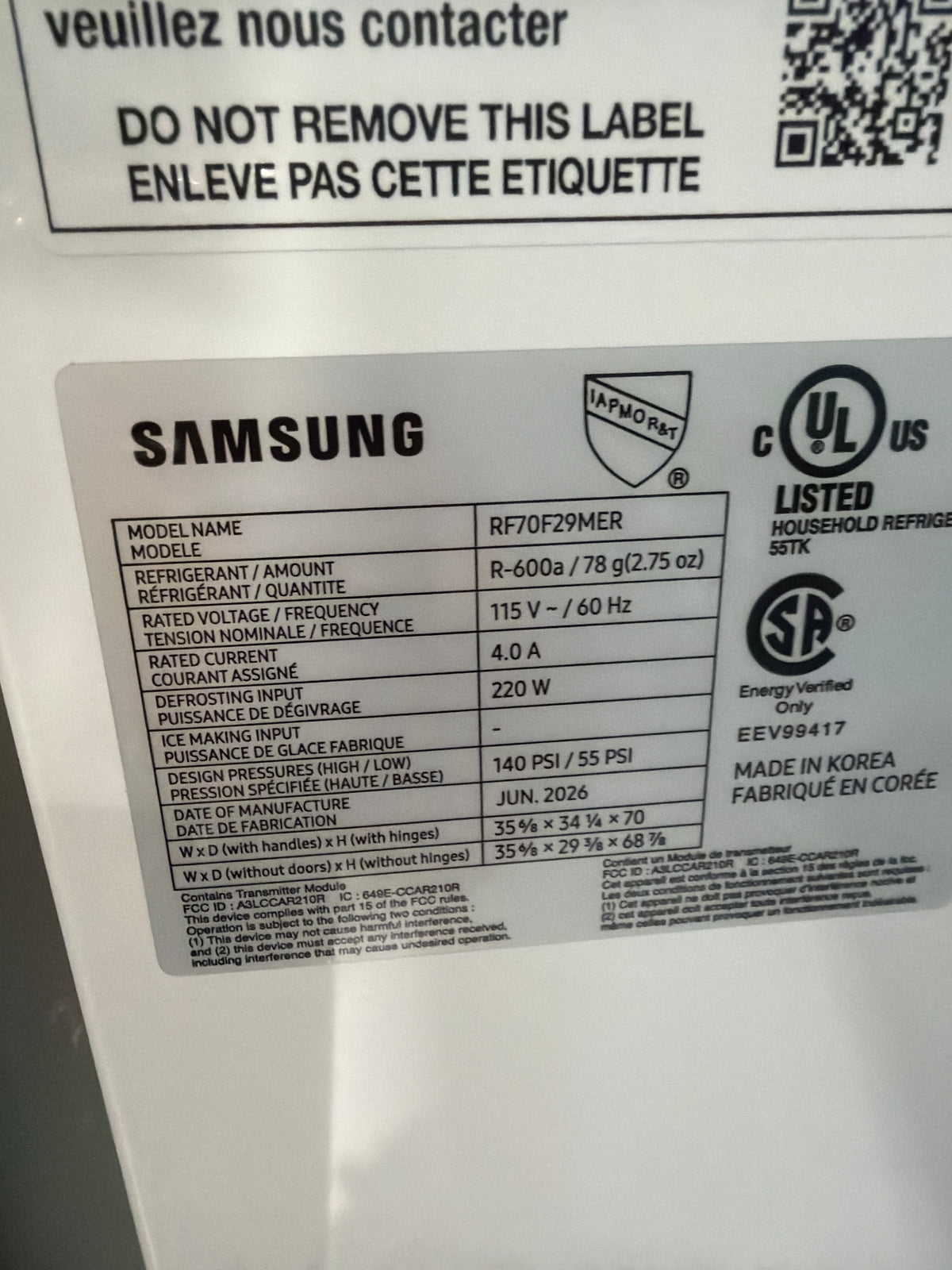 T13ID12 – RF70F29MERAA 29 Cu. Ft. 4-Door French Door Refrigerator – Samsung