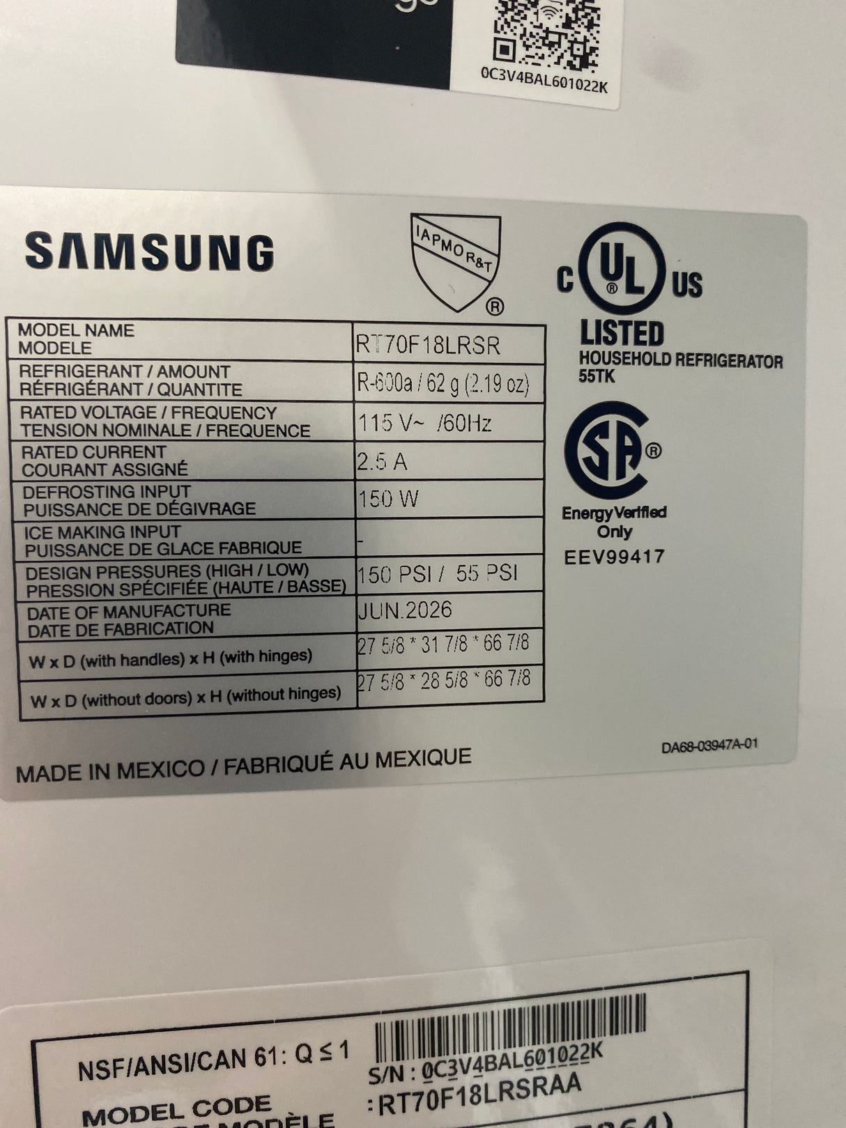 T12ID14 - Samsung RF29DB9600QLAA 29 cu. ft. 4-Door Flex French Door Refrigerator