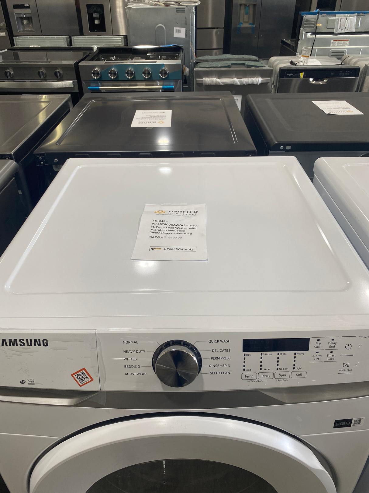 T11ID43 Samsung 4.5 cu ft Front Load Washer WF45T6000AW