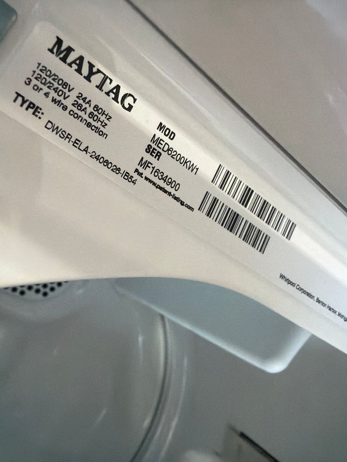 T10ID18 – MED6200KW 7.4 Cu. Ft. Electric Dryer – Maytag
