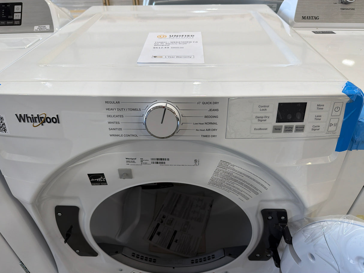 T10ID11 – WED4720RW 7.0 Cu. Ft. Electric Dryer – Whirlpool