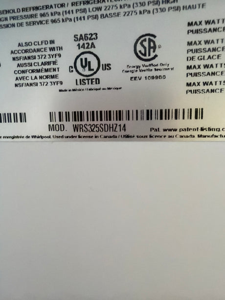 Whirlpool 24.6 cu ft Side-by-Side Refrigerator WRS325SDHZ - scratch and dent, Nampa ID (photo 5)