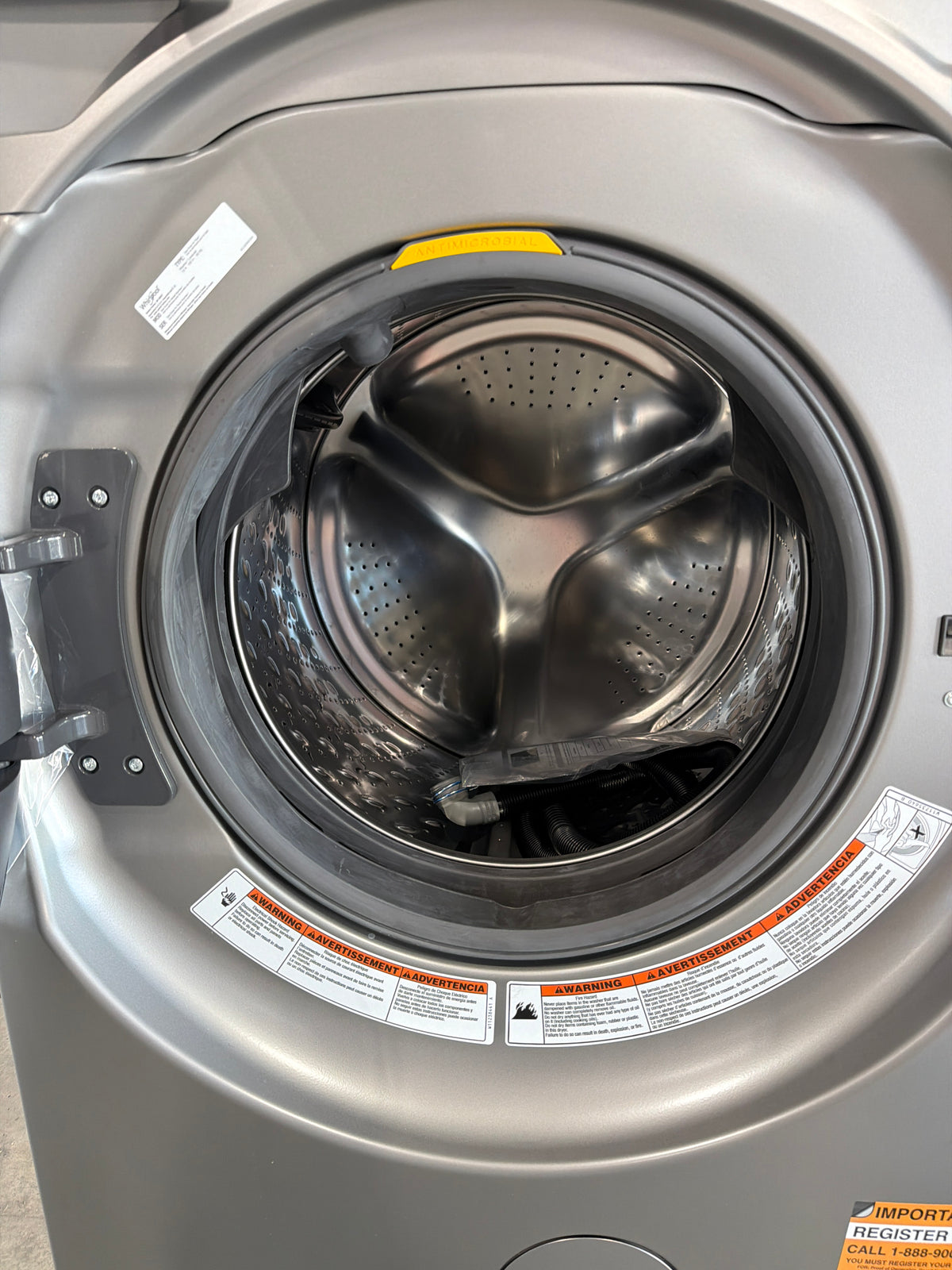 Whirlpool Laundry Tower 4.5 cu ft Washer / 7.4 cu ft Electric Dryer WEF5727TR - scratch and dent, Nampa ID (photo 3)