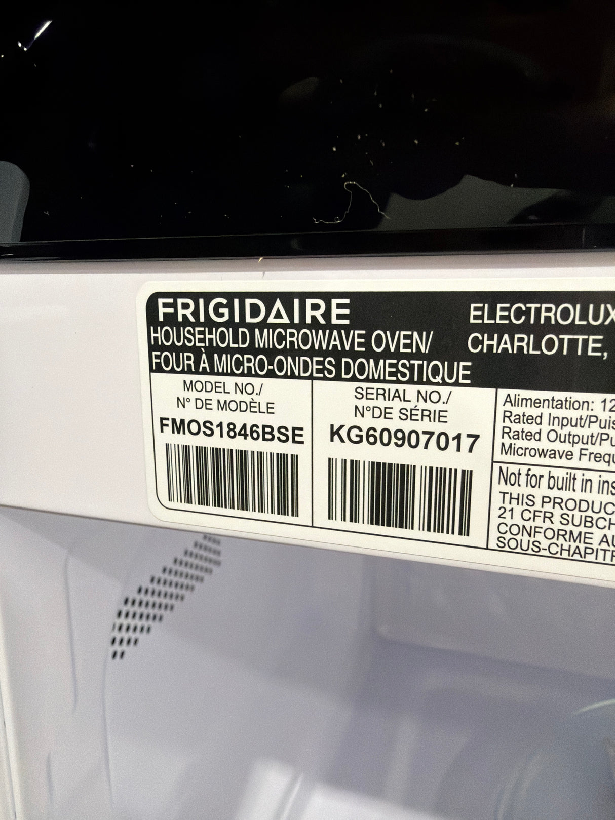 T9ID28 - Frigidaire FMOS1846BS Over-the-Range Microwave