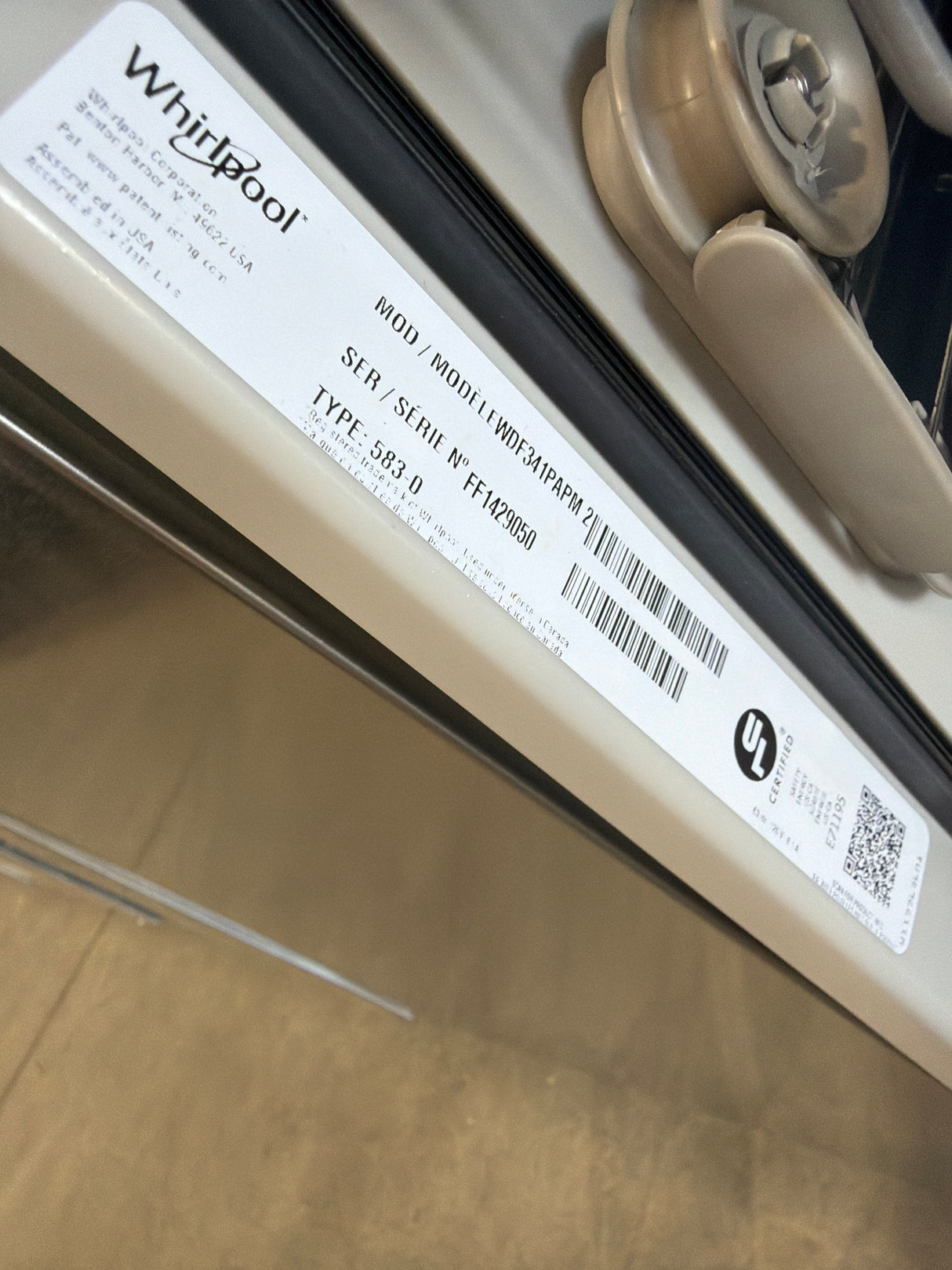 T10ID02 – WDF341PAPM Front Control Dishwasher – Whirlpool