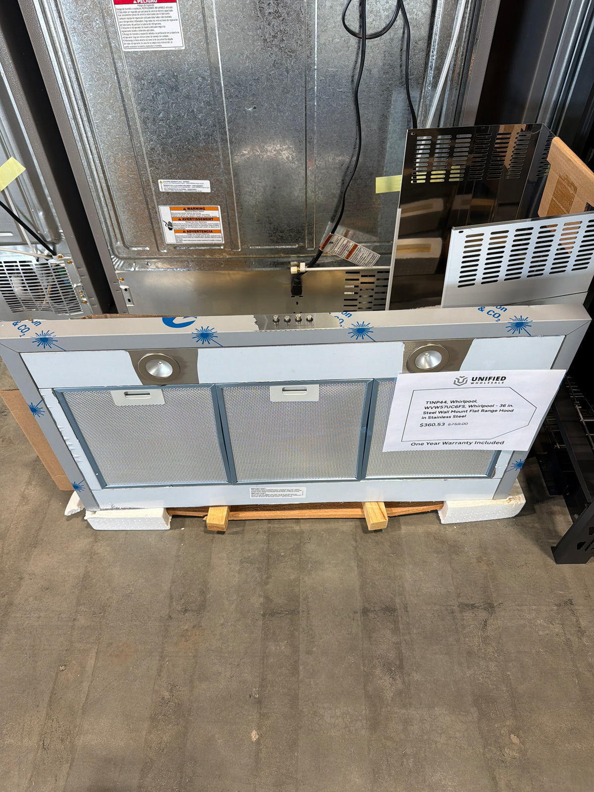 Whirlpool 36 in. Wall Mount Range Hood WVW57UC6FS – T1NP44