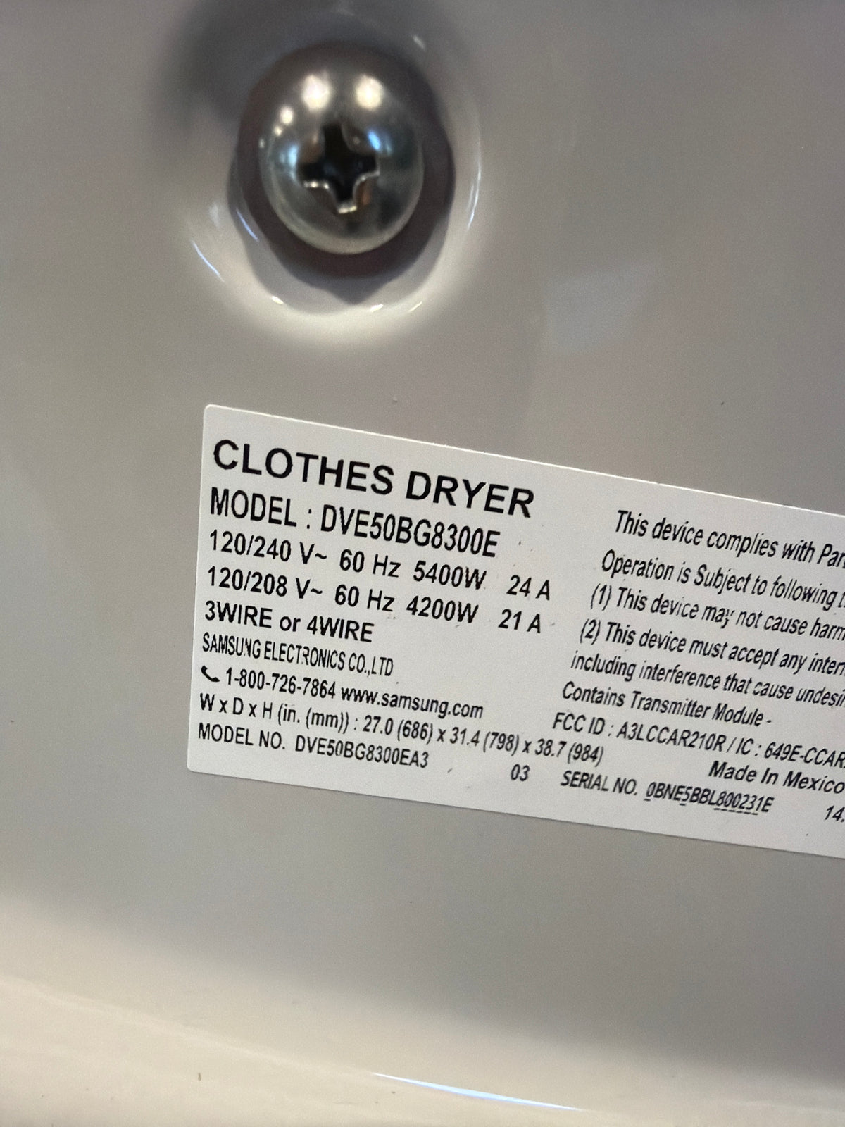 Samsung 7.5 cu ft Smart Electric Dryer with Steam DVE50BG8300EA3 – T2NP08